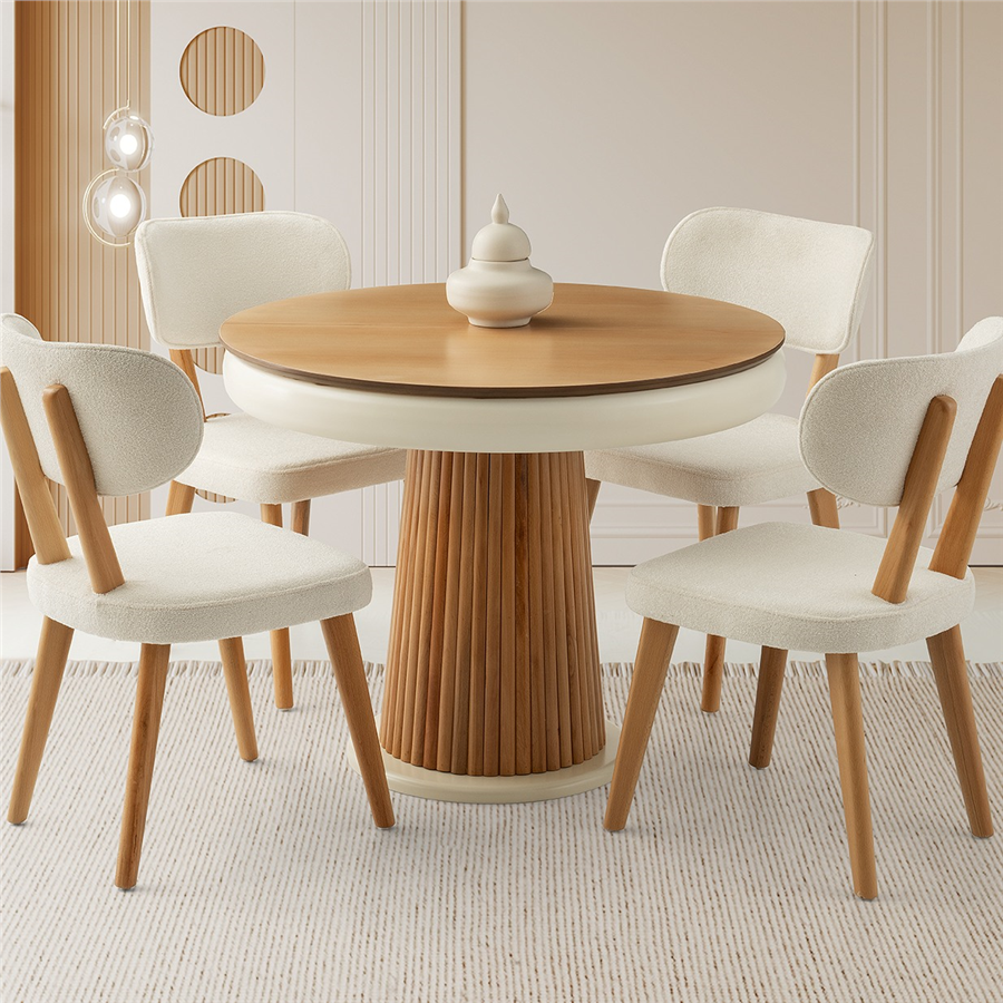 Ø100+30 PALERMO NATUREL MASA + 4 MASAL SANDALYE TAKIMI
