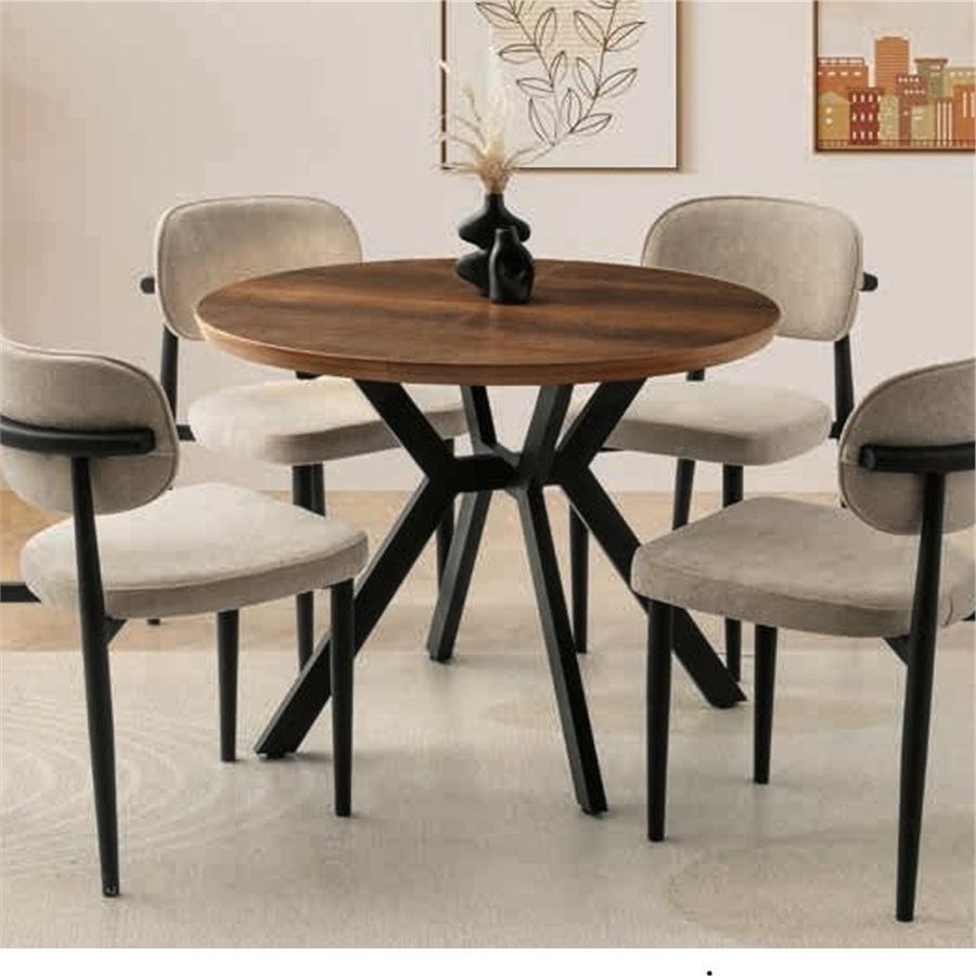 Ø100+35 HİLTON BAROK CEVİZ MASA + 4 SİESTA SANDALYE TAKIMI