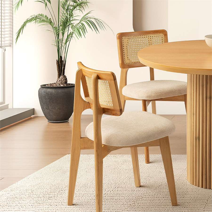 Ø100+35 HİLTON NATUREL MASA + 4 KUZEY SANDALYE TAKIMI