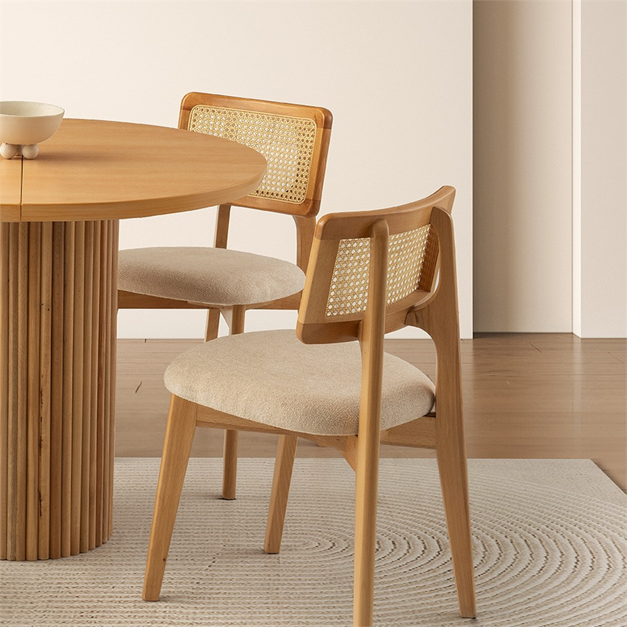 Ø100+35 HİLTON NATUREL MASA + 4 KUZEY SANDALYE TAKIMI