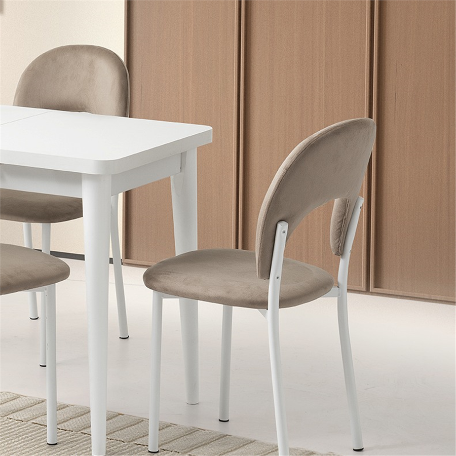 100+25*60 SİLVA BEYAZ MASA + 4 AY SANDALYE TAKIMI
