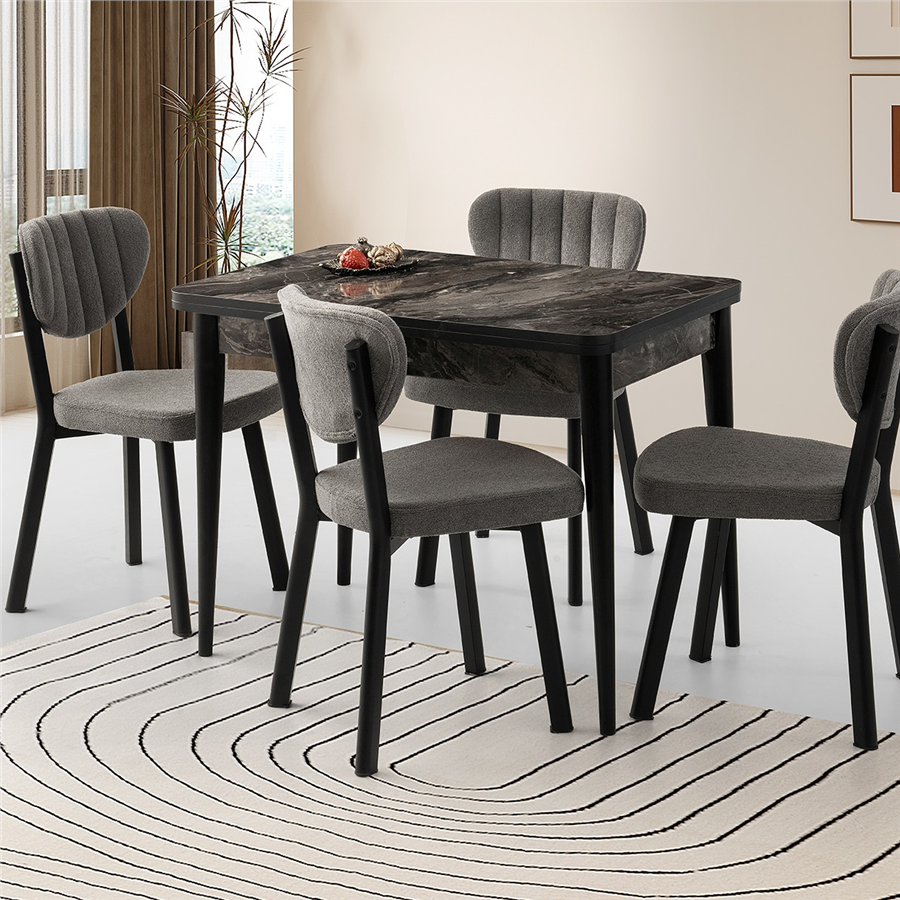 100*65+65 GONCA DİŞ BUDAK MASA + 4 ECE SANDALYE TAKIMI