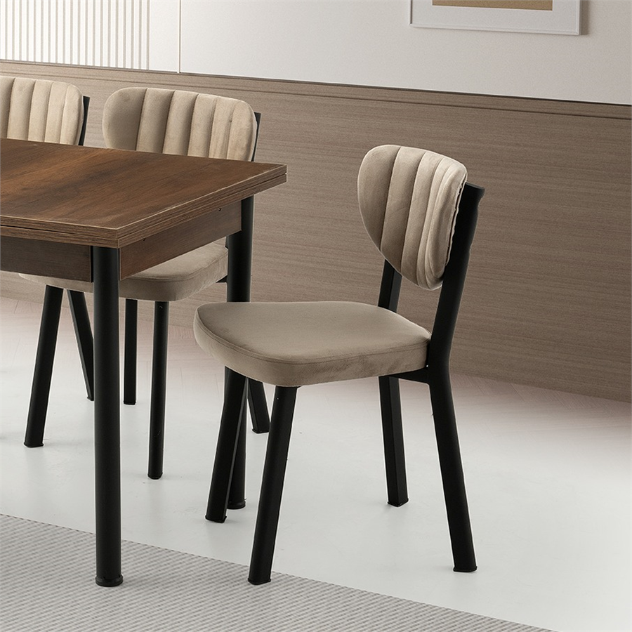 110+60*70 SMART BAROK CEVİZ MASA + 4 ESİNTİ SANDALYE TAKIMI