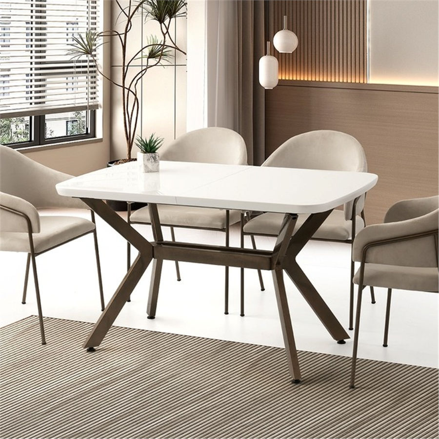 130+30*80 ANKA HG KAR BEYAZ MASA + 4 EVRİM SANDALYE TAKIMI