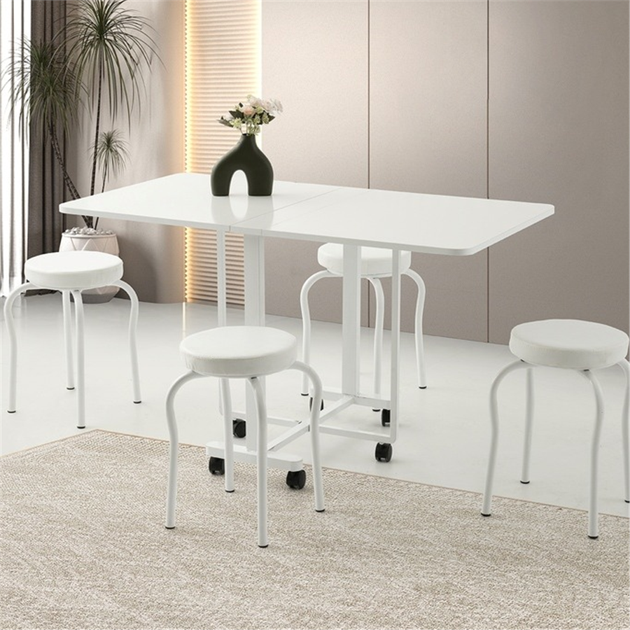 130*70 LİZBON BEYAZ MASA + 4 TABURE SANDALYE TAKIMI