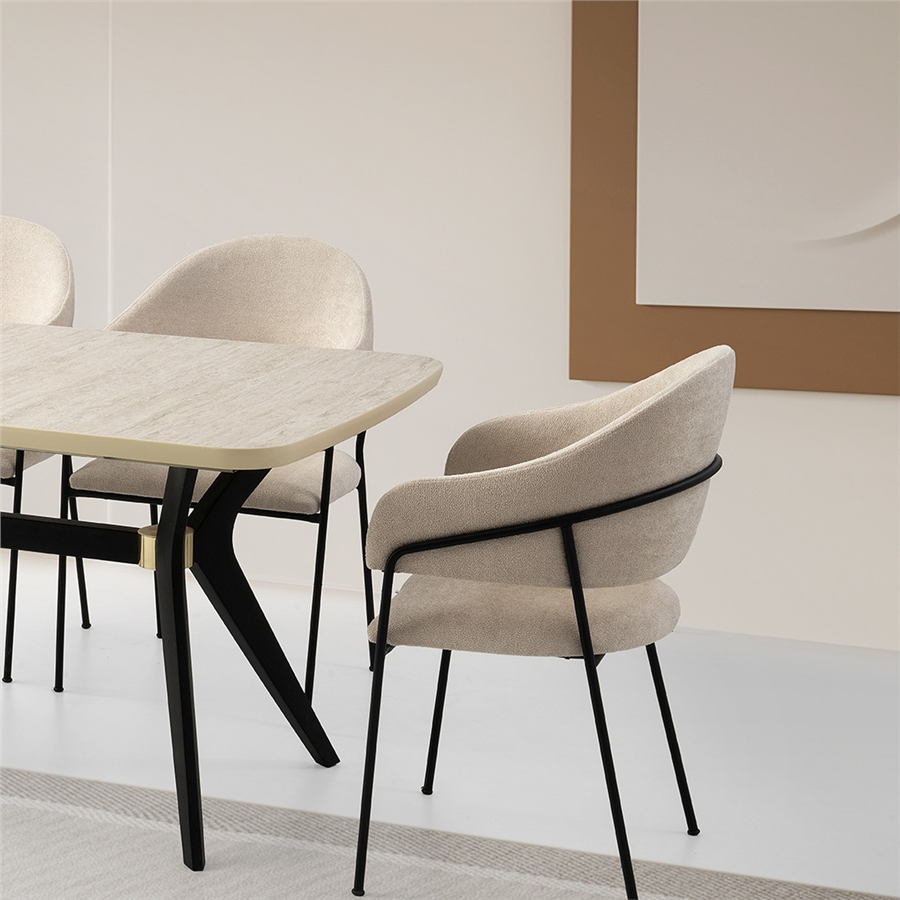 90x160+30 ANKA SİDON MASA + 4 EVRİM SANDALYE TAKIMI
