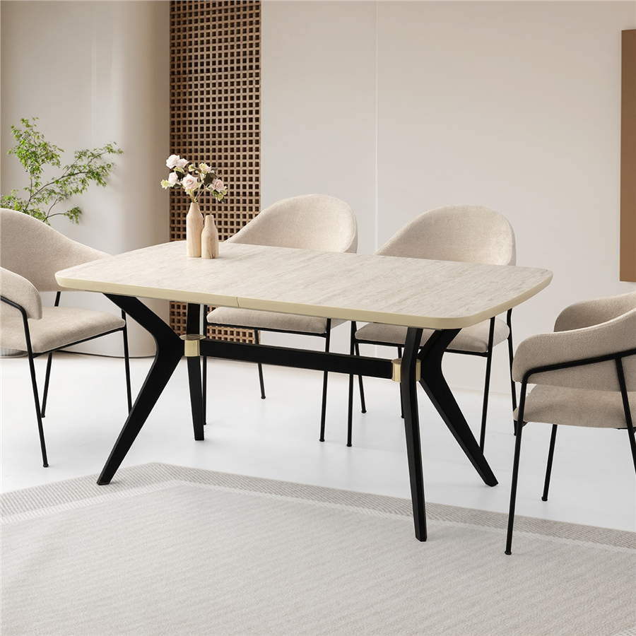 90x160+30 ANKA SİDON MASA + 4 EVRİM SANDALYE TAKIMI