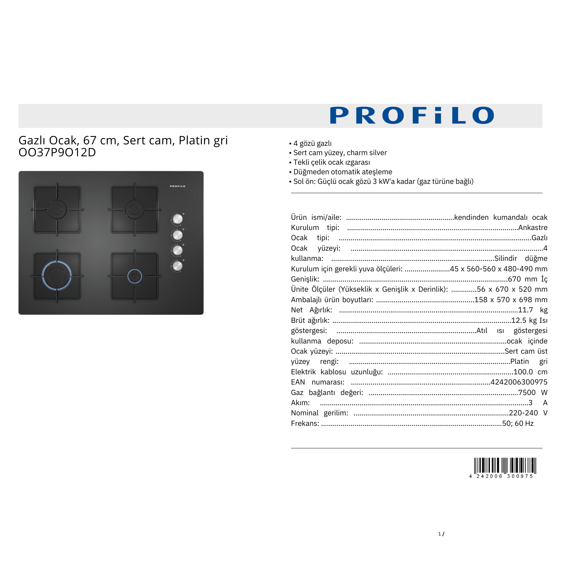BUHAR DESTEKLİ GRİ PRESTİJ ANKASTRE SET
