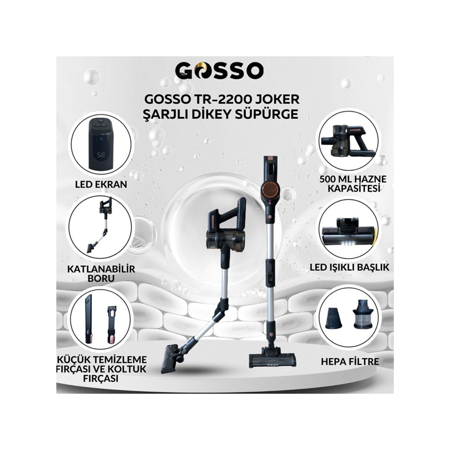 GOSSO BLDC ŞARJLI DİKEY SÜPÜRGE JOKER TR2200