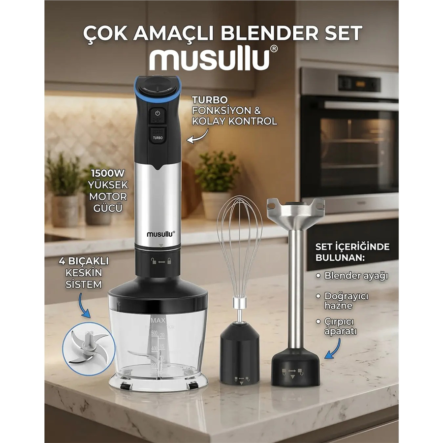 MUSULLU BLENDER SETİ MSL-2033 SİYAH