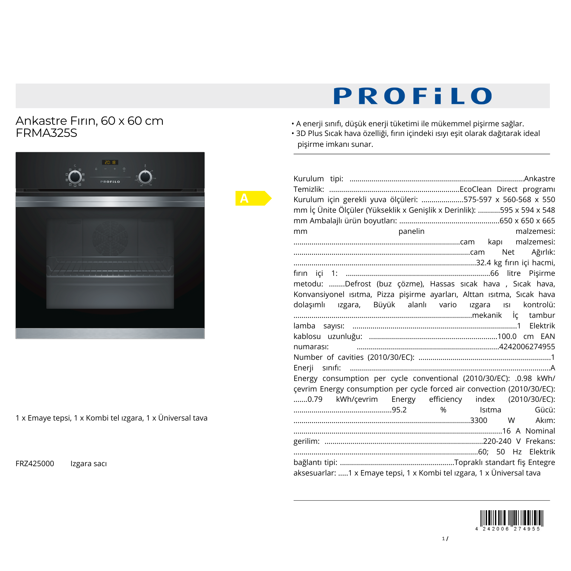 PROFİLO SİYAH TREND ANKASTRE SET
