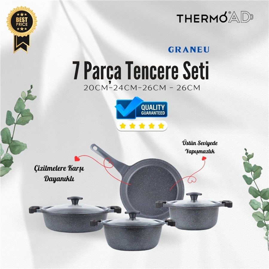 THERMOAD GRANEU 7 PARÇA DÖKÜM GRANİT TENCERE SET