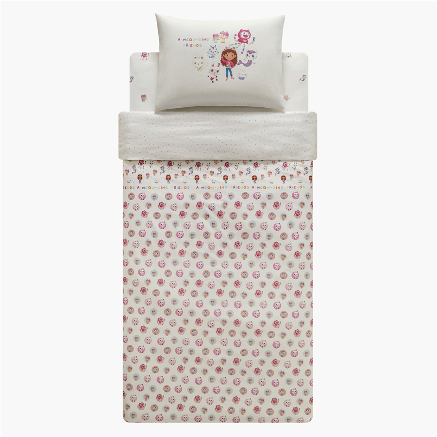 YATAŞ PUFFY GABBY'S DOLLHOUSE MEOW RANFORCE NEVRESİM TAKIMI - BEYAZ