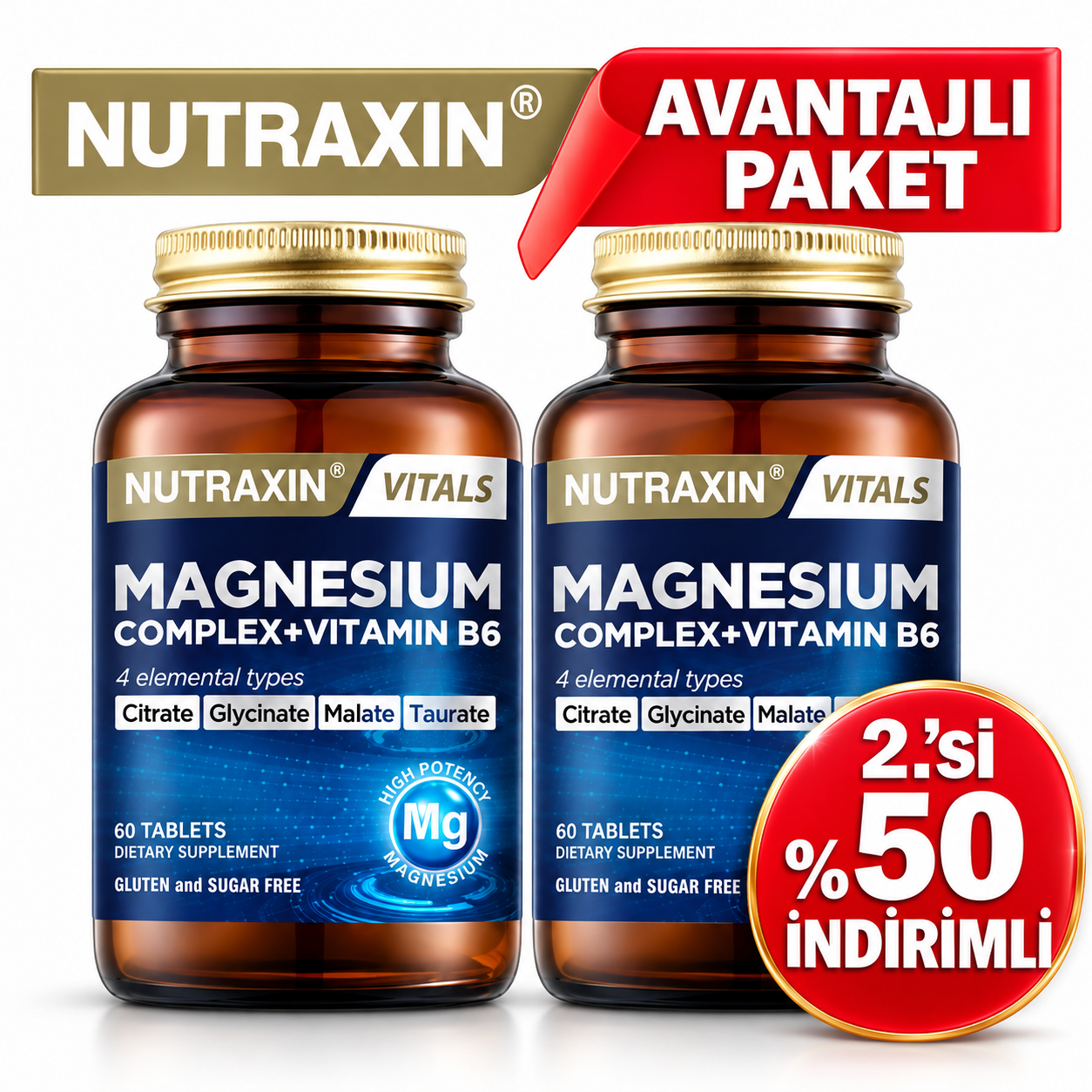 Nutraxin Magnesium Complex Vitamin B6 60 Tablet 2.si %50 İndirimli Fiyatları - Modern Eczane