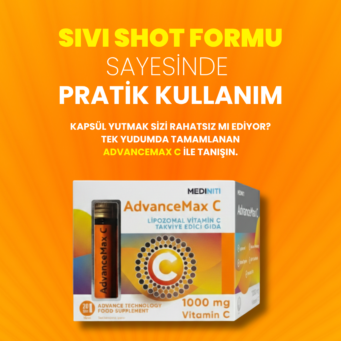 Advancemax Lipozomal C Vitamini 10 ml x 20 Shot Fiyatları - Modern Eczane