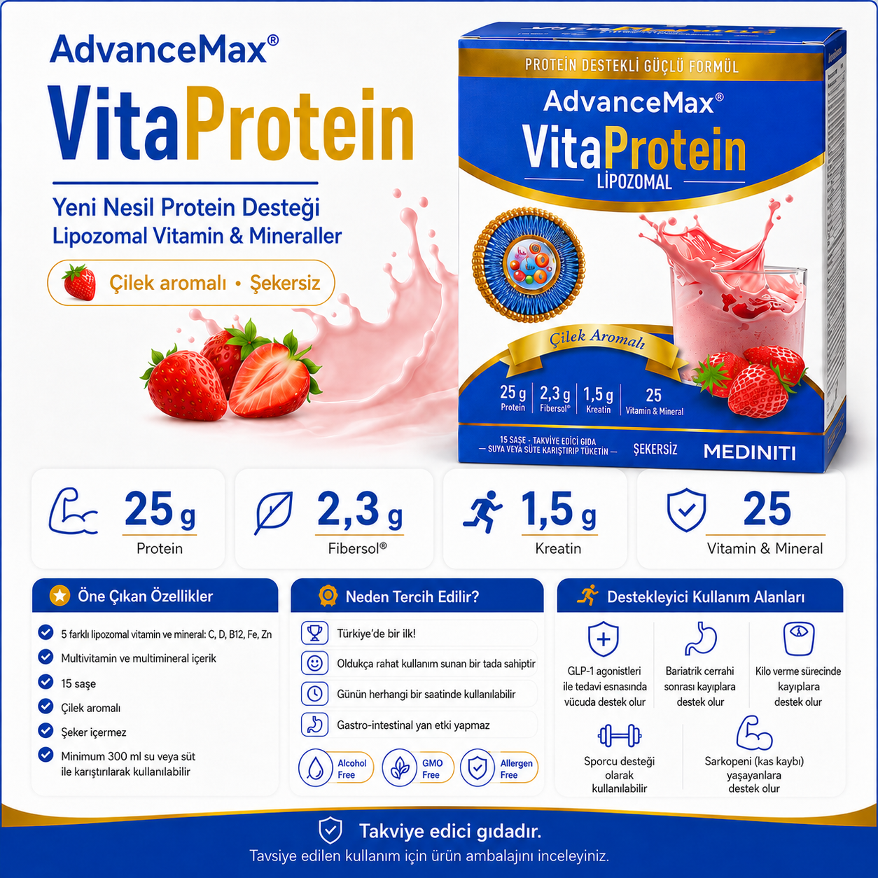 AdvanceMax Lipozomal VitaPreotein 15 Saşe Fiyatları - Modern Eczane