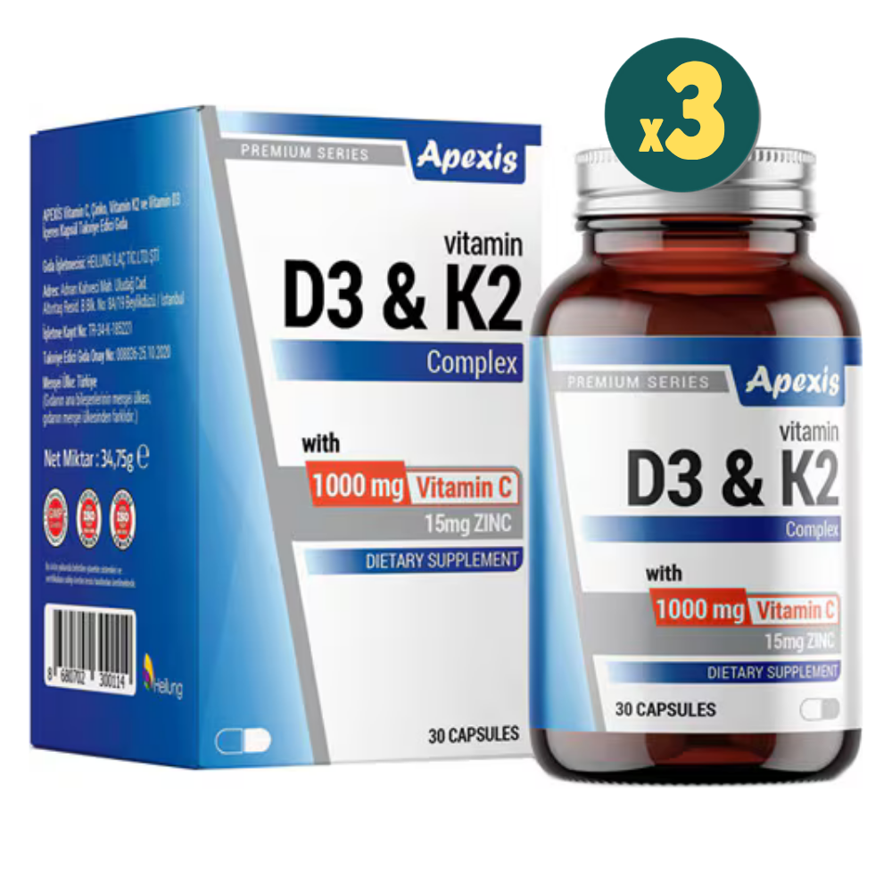 Apexis D3 & K2 Complex 30 Kapsül 3 Adet Fiyatları - Modern Eczane