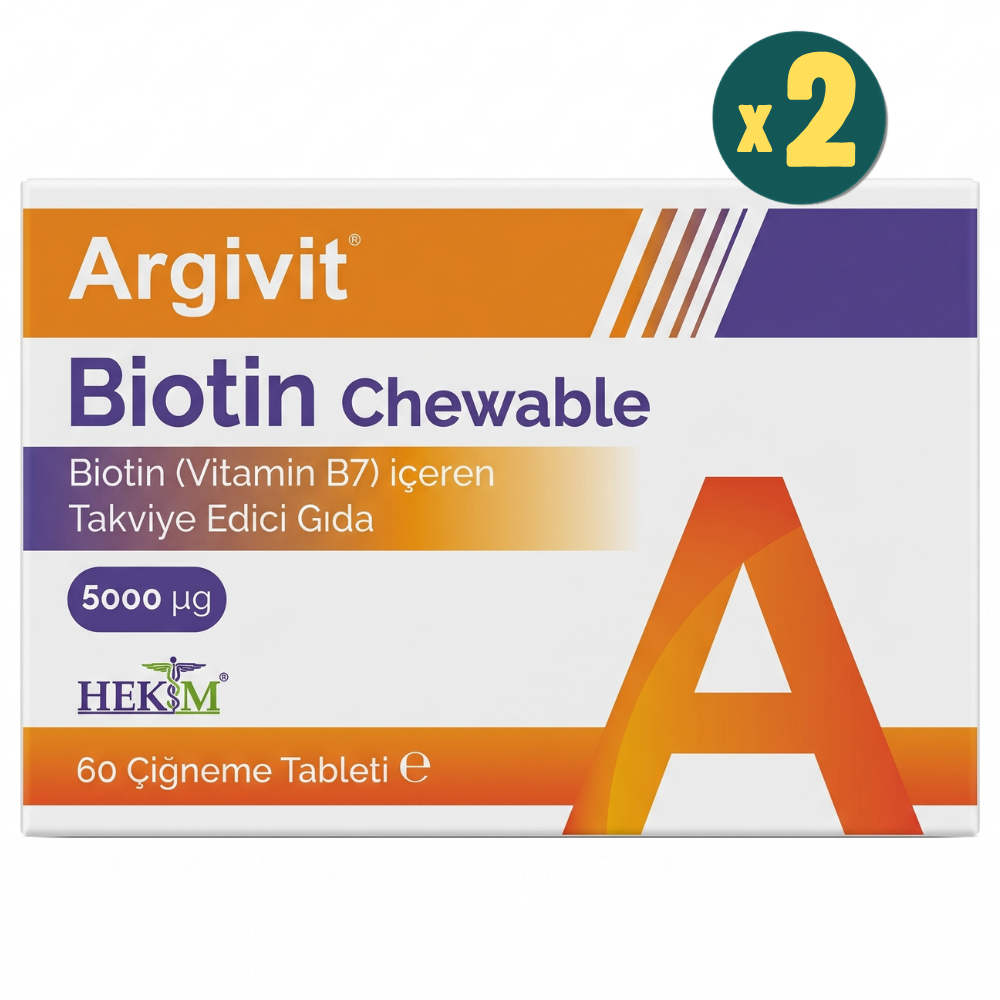 Argivit Biotin Chewable B7 Vitamini İçeren Takviye Edici Gıda 60 Çiğneme Tableti 2 Adet Fiyatları - Modern Eczane