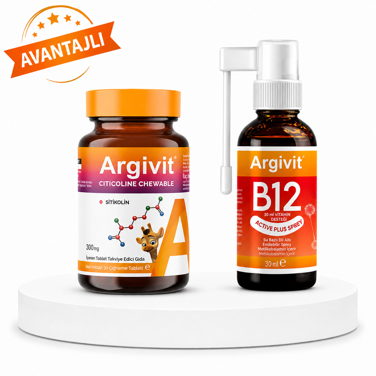 Argivit Citicoline Chewable 30 Tablet & Argivit B12 Active Plus Sprey Fiyatları - Modern Eczane