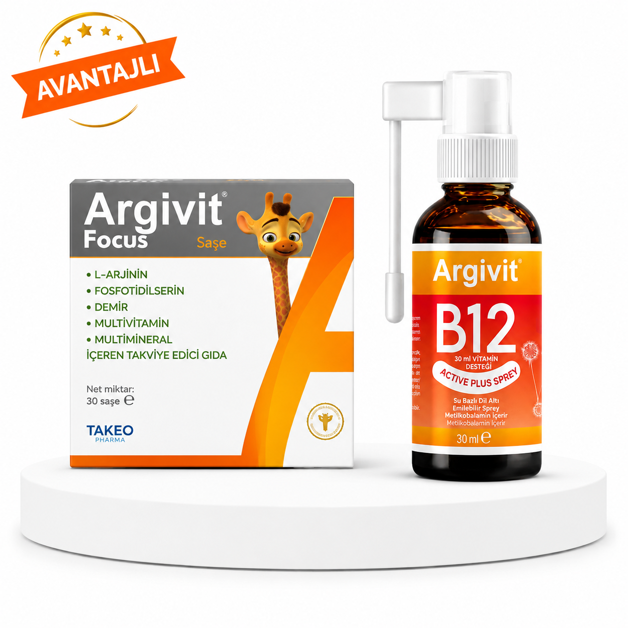 Argivit Focus 30 Saşe & Argivit B12 Active Plus Sprey 30 ml Fiyatları - Modern Eczane