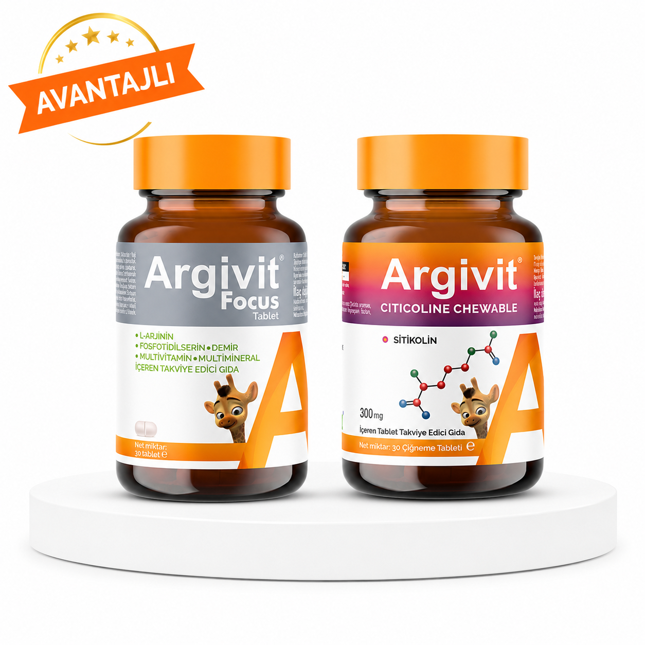 Argivit Focus 30 Tablet & Citicoline Chewable 30 Tablet Fiyatları - Modern Eczane