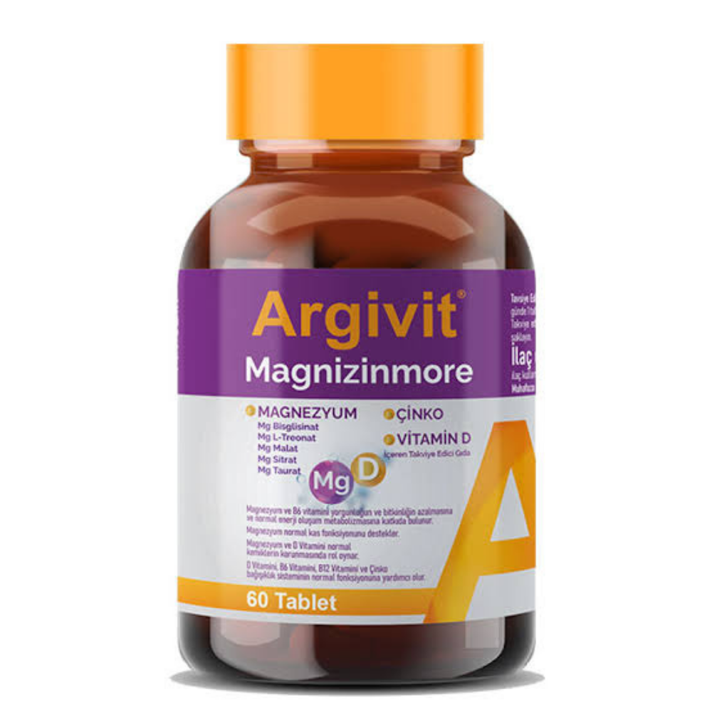 Argivit Magnizinmore Magnezyum Çinko 60 Tablet - Modern Eczane