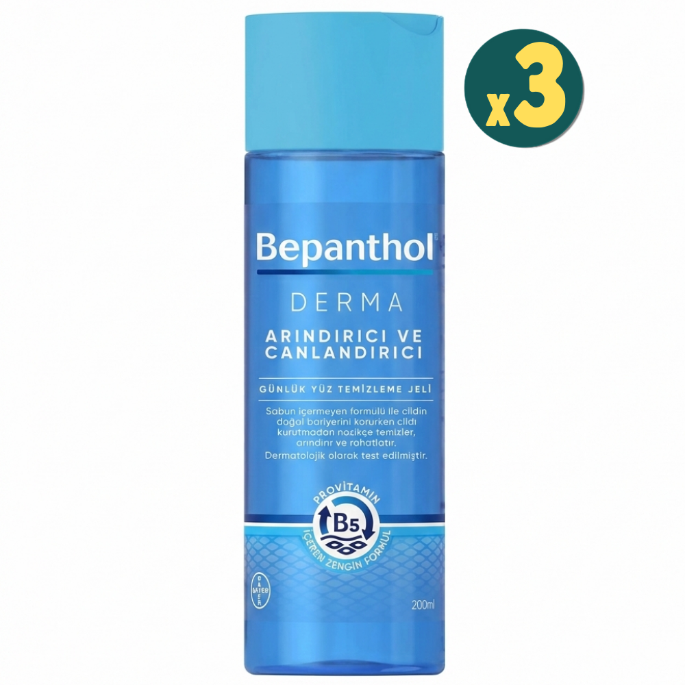 Bepanthol Derma Arındırıcı ve Canlandırıcı Günlük Yüz Temizleme Jeli 200 ml 3 Adet Ürünleri, İndirimleri ve Fiyatları - Modern Eczane
