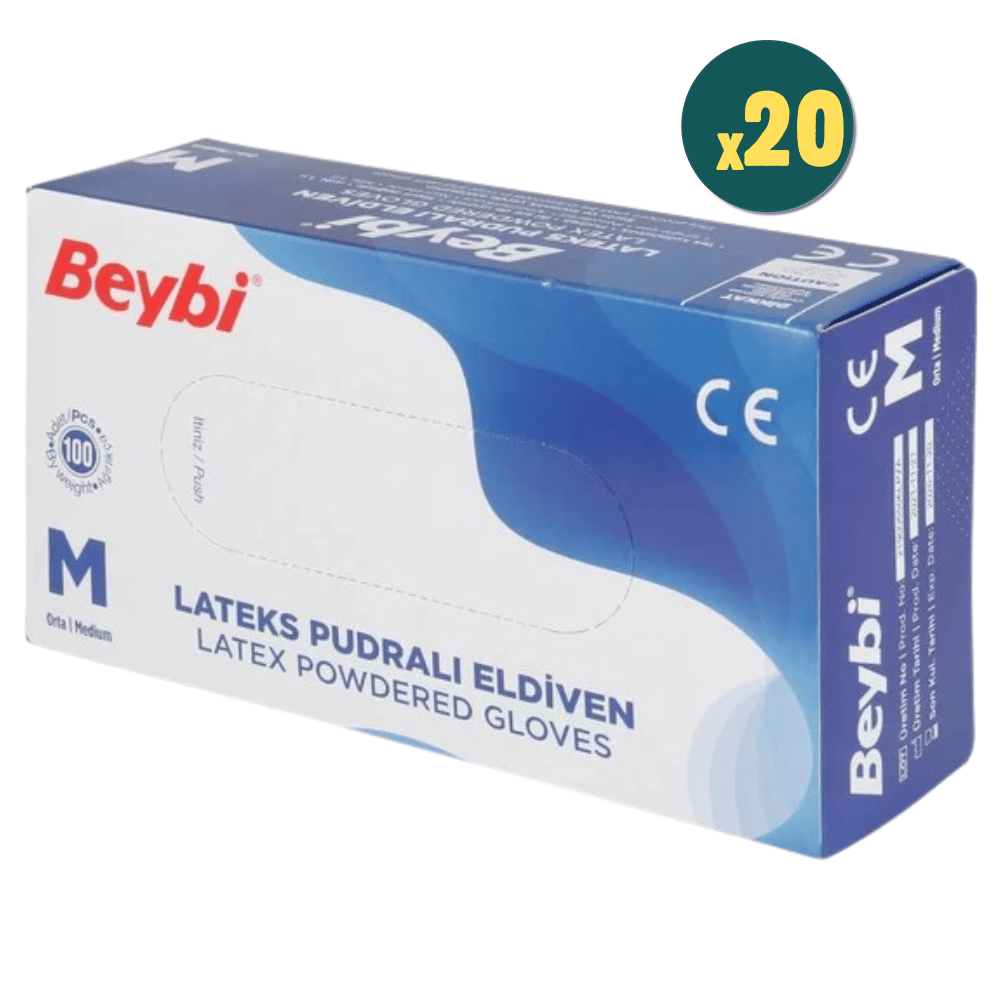 Beybi Eldiven Lateks Pudralı Medium 100'lü 20 Kutu Fiyatları - Modern Eczane