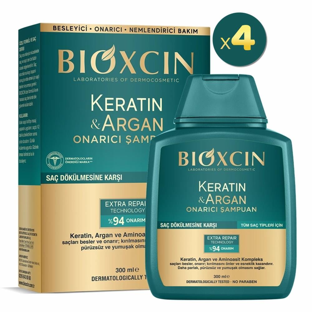 Bioxcin Şampuan Keratin Argan Onarıcı 300 ml 4 Adet Fiyatları - Modern Eczane