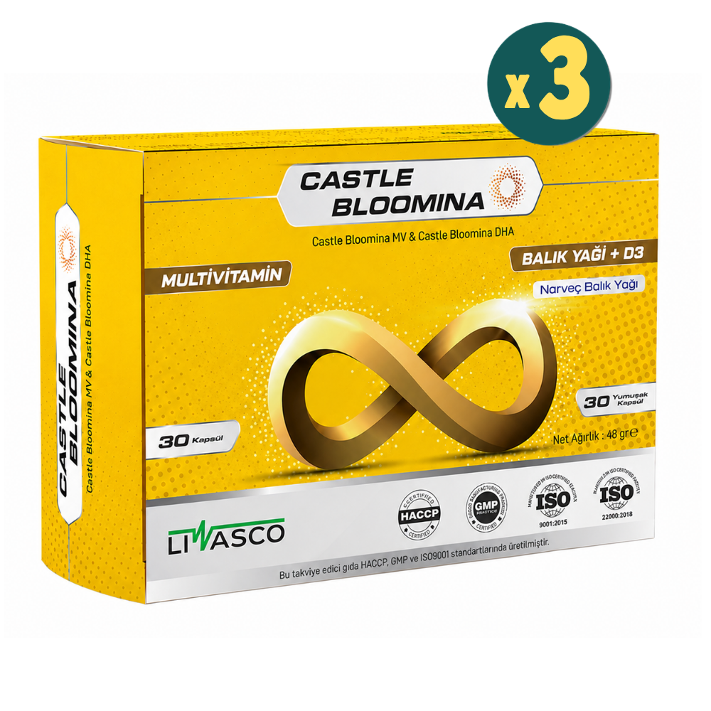 Castle Bloomina Multivitamin Omega 3 60 Kapsül 3 Adet Fiyatları - Modern Eczane