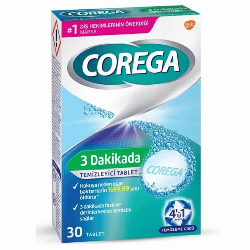 Corega 3 Dakikada Temizleyici 30 Tablet Fiyatları - Modern Eczane
