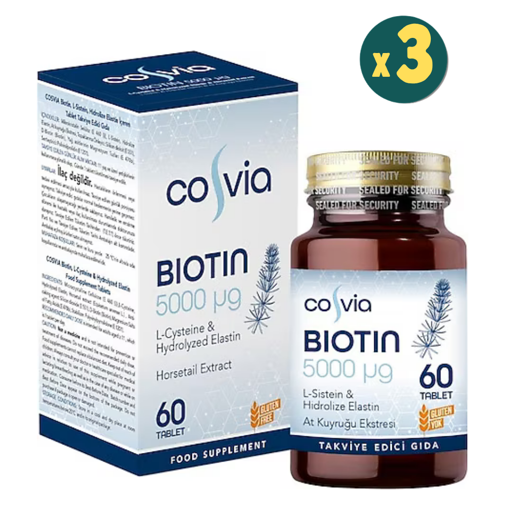 Cosvia Biotin 5000 mcg 60 Kapsül 3 Adet Fiyatları - Modern Eczane