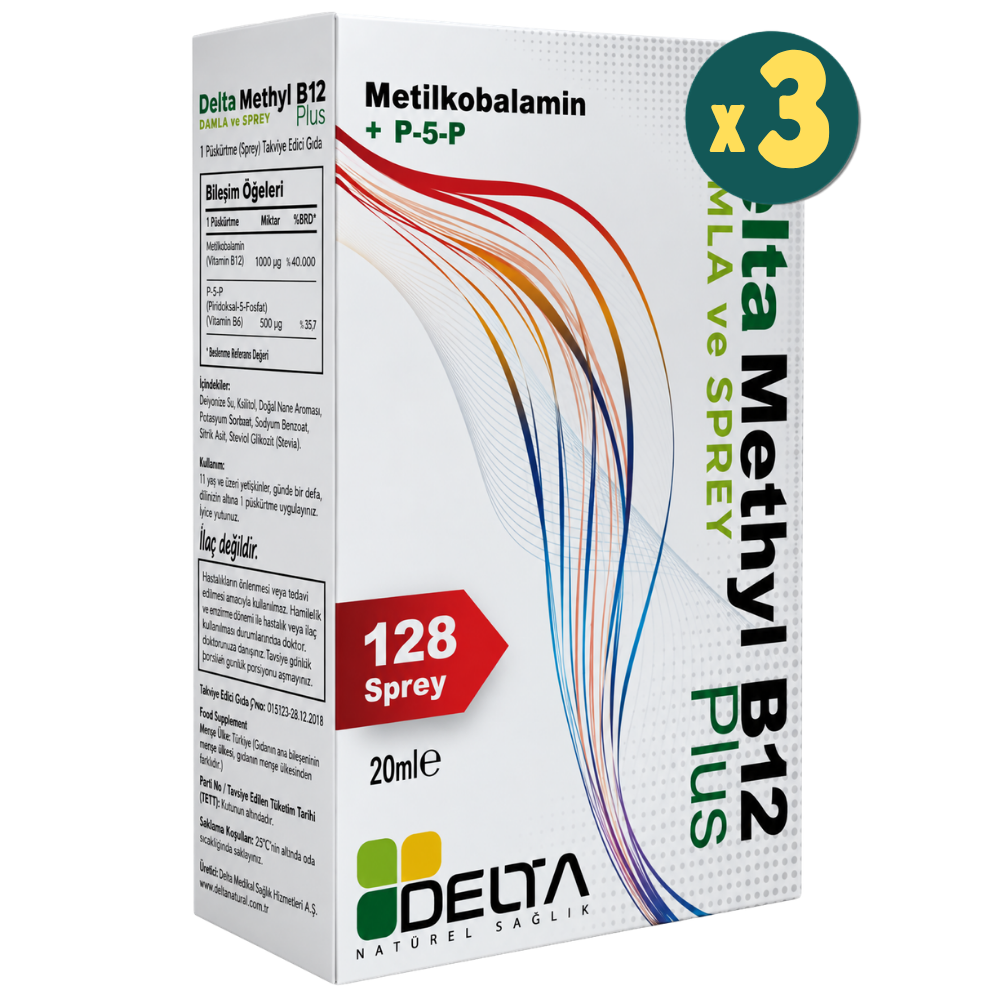 Delta Methyl B12 Plus 128 Sprey 20 ml 3 Adet Fiyatları - Modern Eczane