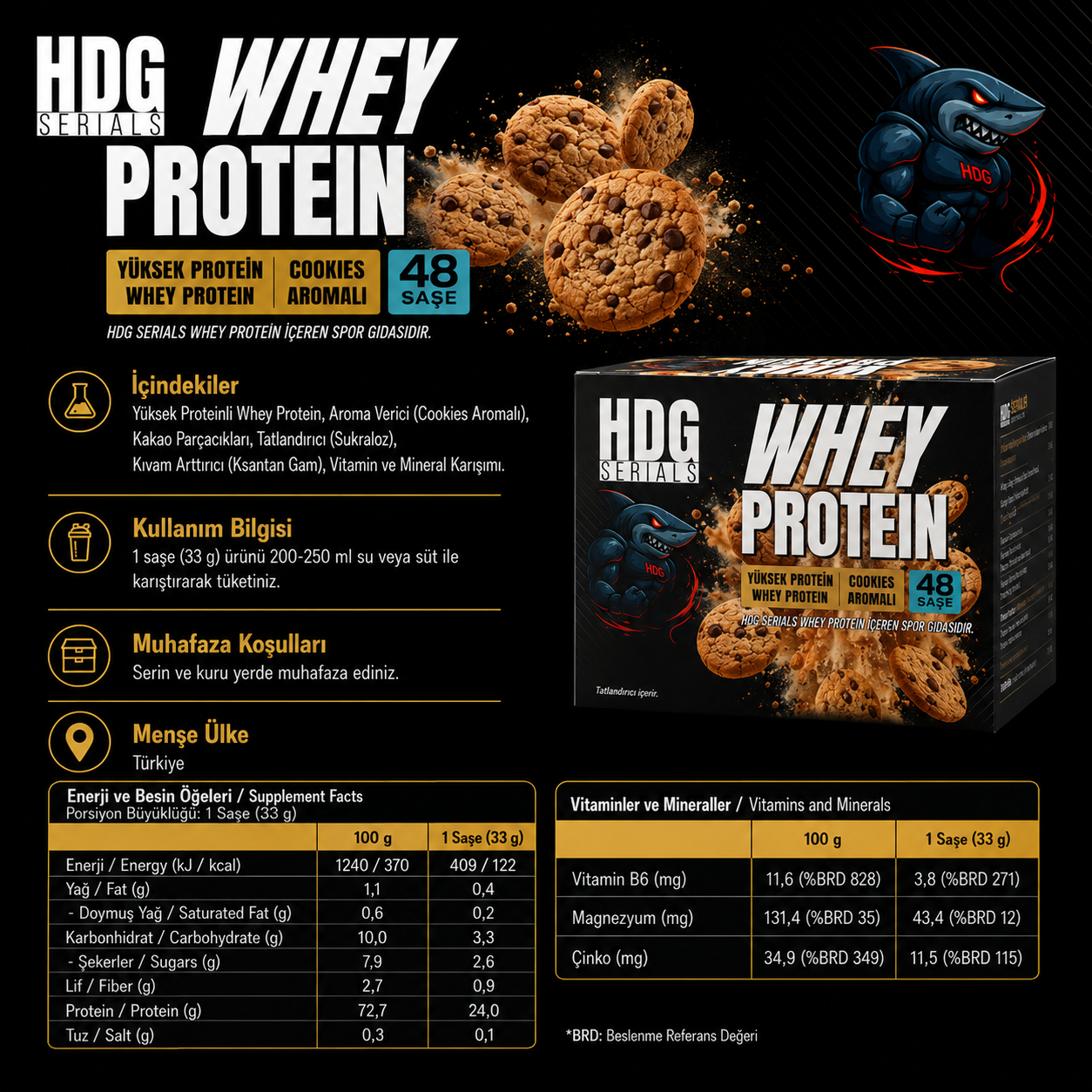 HDG Serials Whey Protein Cookie Aromalı 48’li Saşe Fiyatları - Modern Eczane