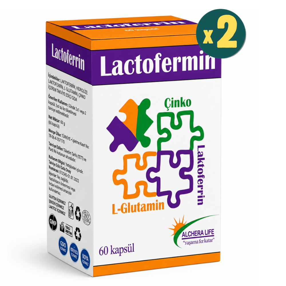 Lactofermin Laktoferrin - Glutamin - Çinko 60 Kapsül 2 Adet Fiyatları - Modern Eczane