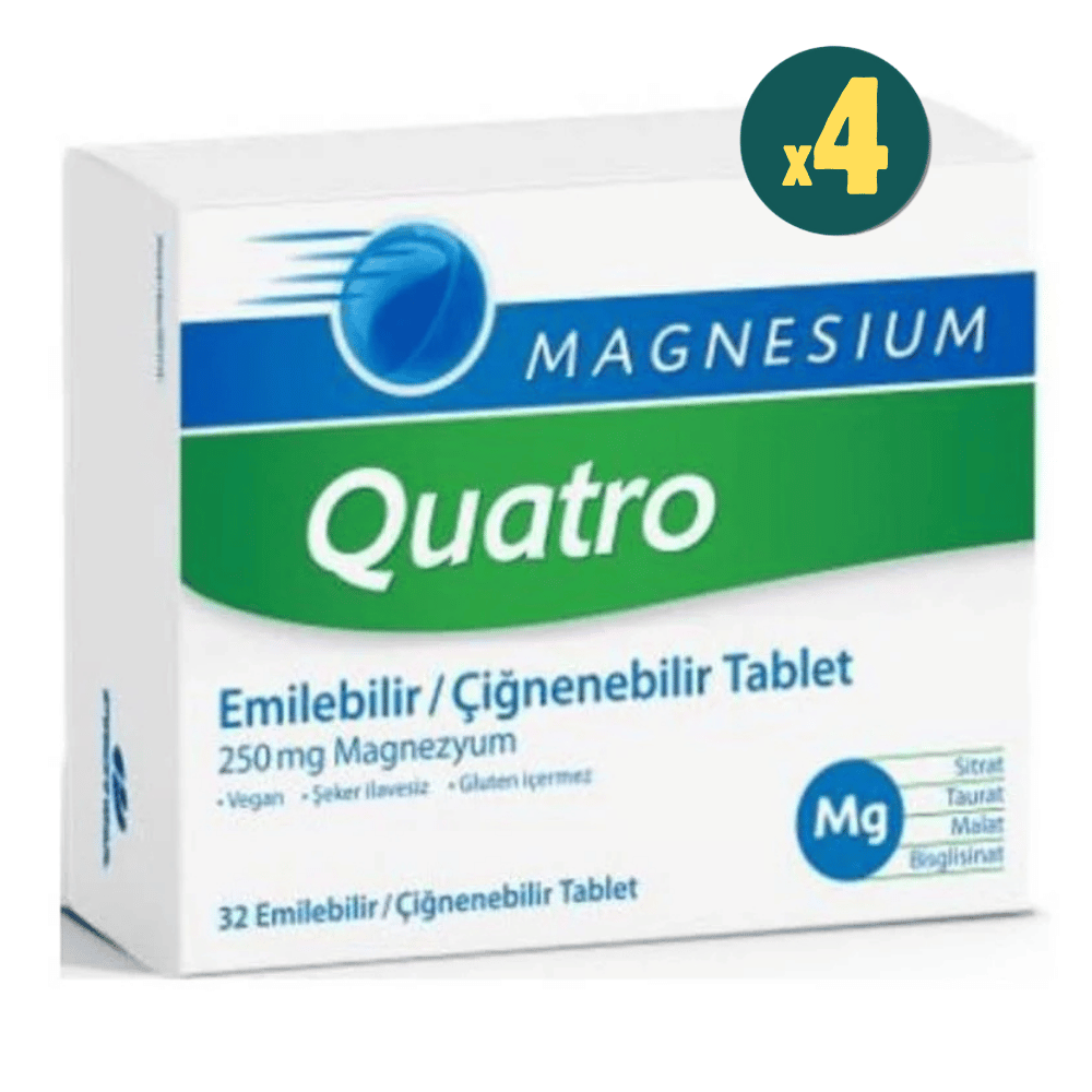 Magnesium Quatro 32 Çiğnenebilir Tablet 4 Adet Fiyatları - Modern Eczane