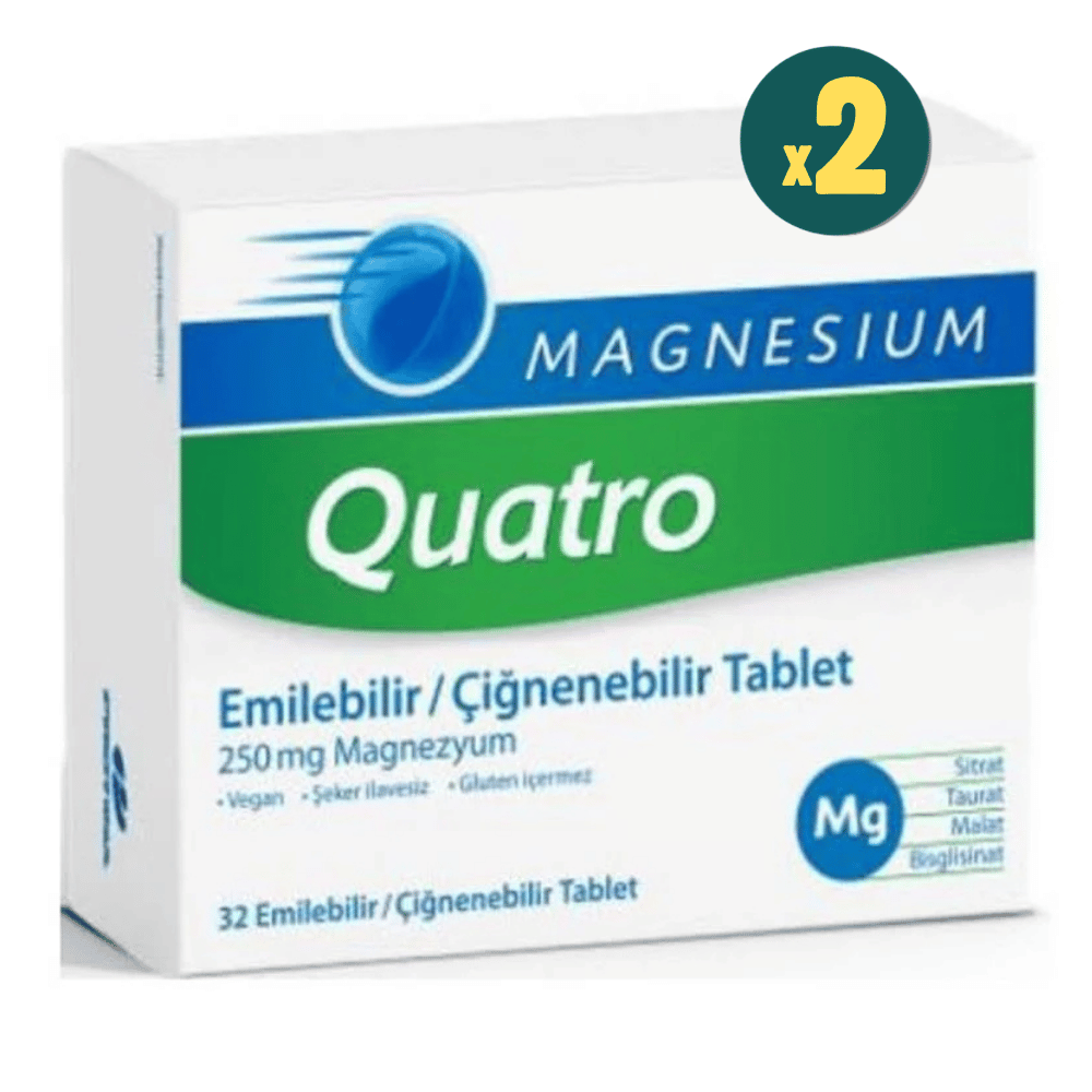Magnesium Quatro 32 Çiğnenebilir Tablet 2 Adet Fiyatları - Modern Eczane