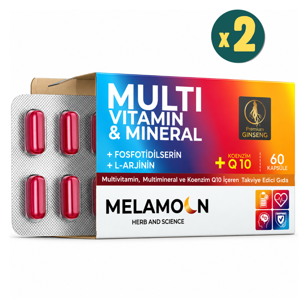 Melamoon Multivitamin & Mineral Koenzim Q10 60 Kapsül 2 Adet Fiyatları - Modern Eczane