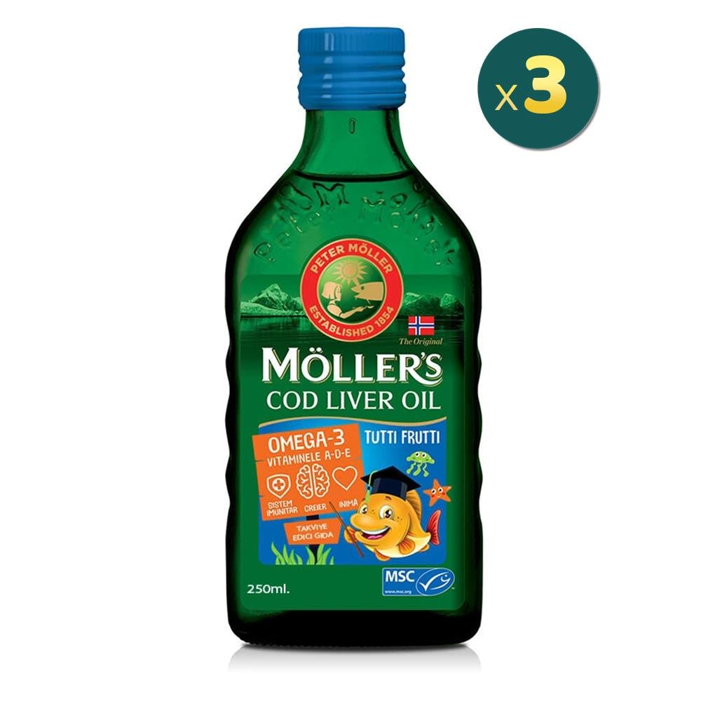 Möller's Omega-3 Balık Yağı Şurubu Tutti Frutti 250 ml 3 Adet Fiyatları - Modern Eczane