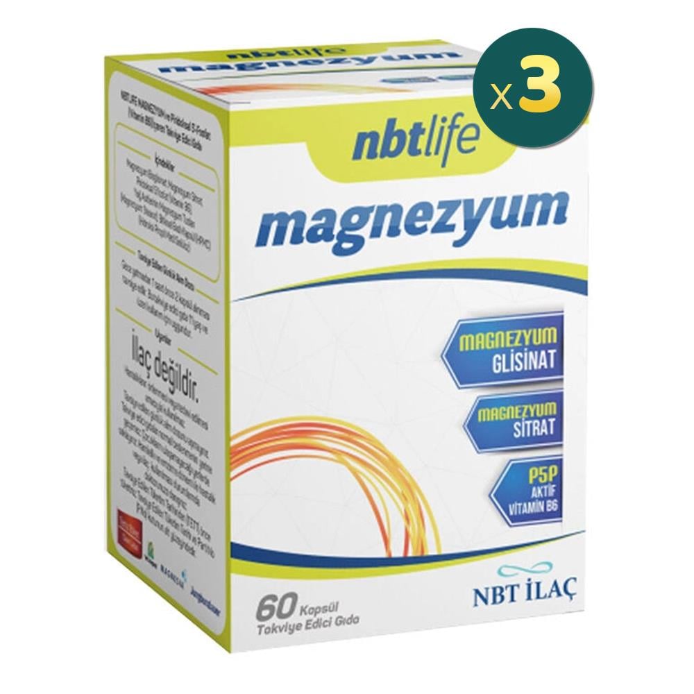 NBT Life Magnezyum Bisglisinat ve Sitrat 60 Kapsül 3 Adet Fiyatları - Modern Eczane
