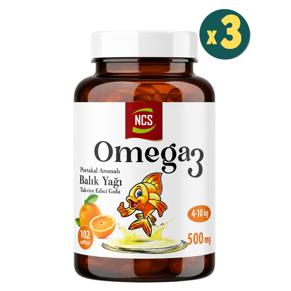 NCS Omega 3 Portakal Aromalı Balık Yağı 102 Softgel 3 Adet