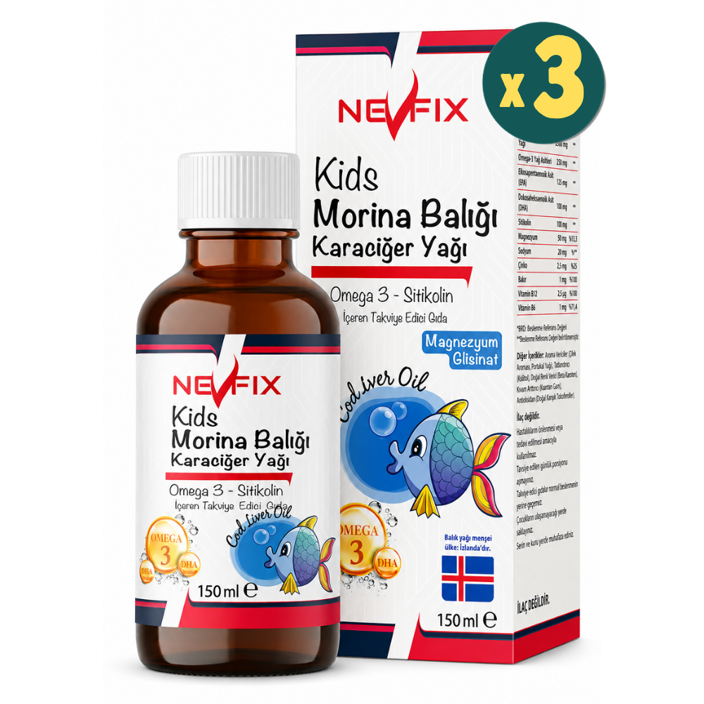 Nevfix Omega 3 Sitikolin Magnezyum Glisinat 150 ml 3 Adet Fiyatları - Modern Eczane