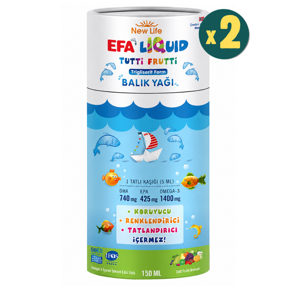New Life EFA Liquid Tutti Frutti Balık Yağı Şurubu 150 ml 2 Adet Fiyatları - Modern Eczane