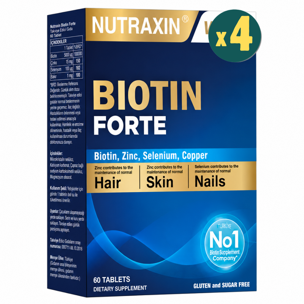 Nutraxin Biotin Forte Tablet 60 Tablet 4 Adet Fiyatları - Modern Eczane