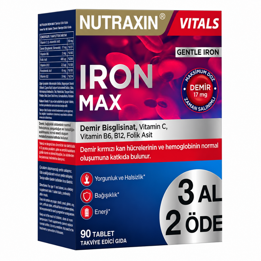 Nutraxin Iron Max 90 Tablet - 3 Al 2 Öde Fiyatları - Modern Eczane
