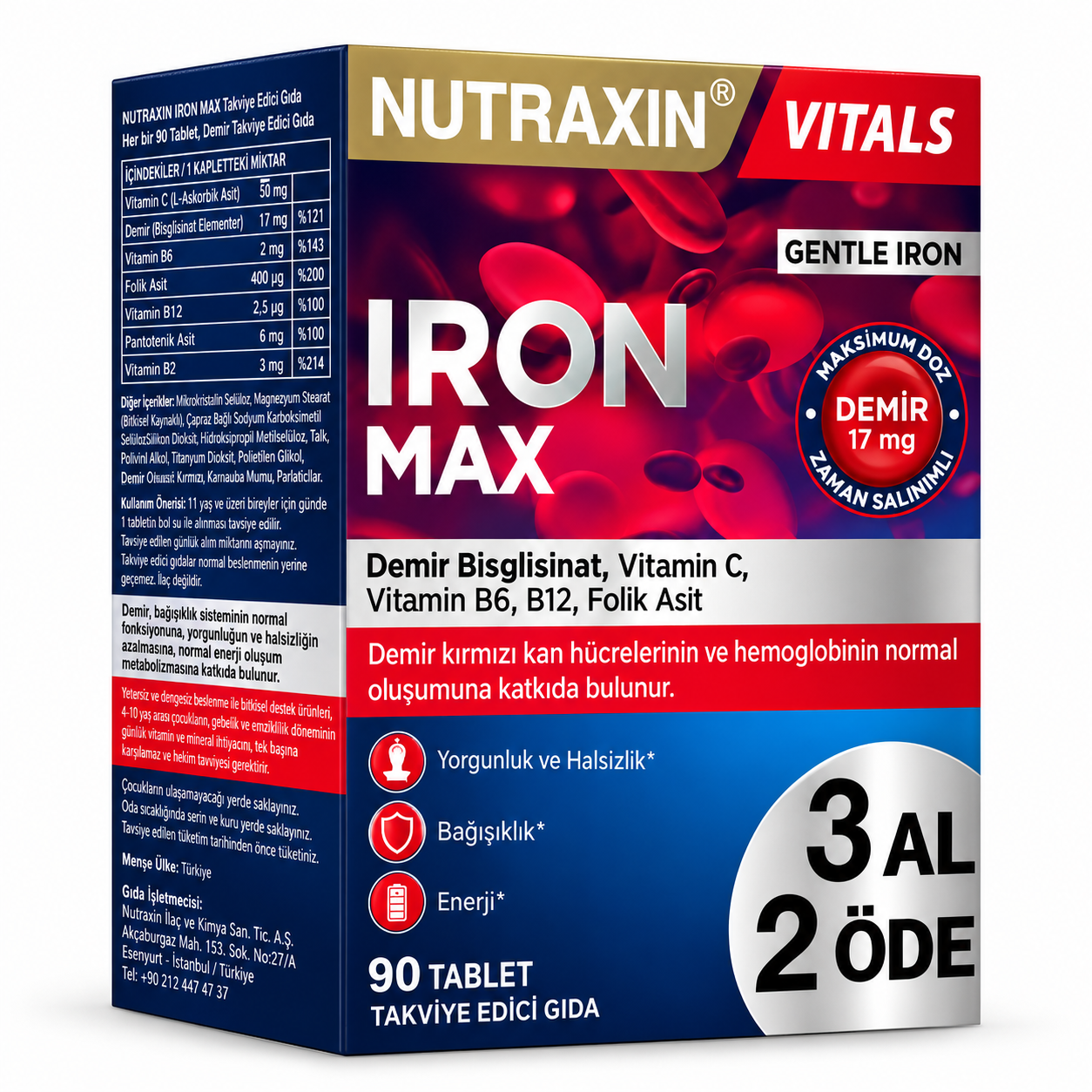 Nutraxin Iron Max 90 Tablet - 3 Al 2 Öde 3 Adet Fiyatları - Modern Eczane