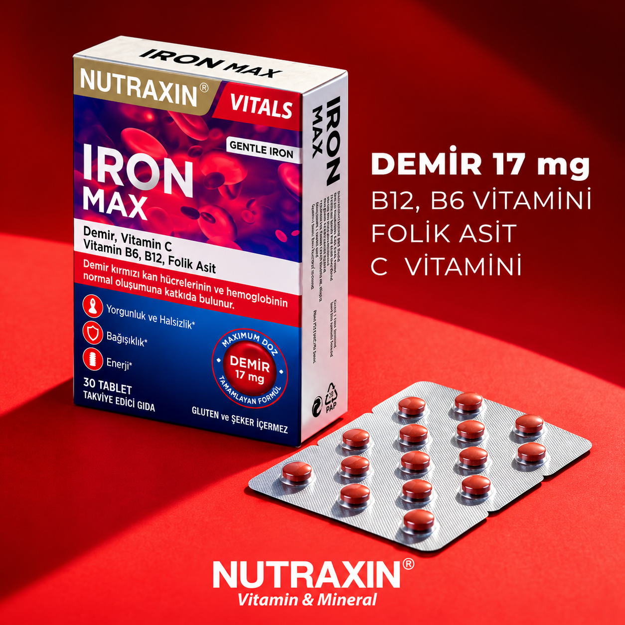 Nutraxin Iron Max 90 Tablet - 3 Al 2 Öde 3 Adet Fiyatları - Modern Eczane