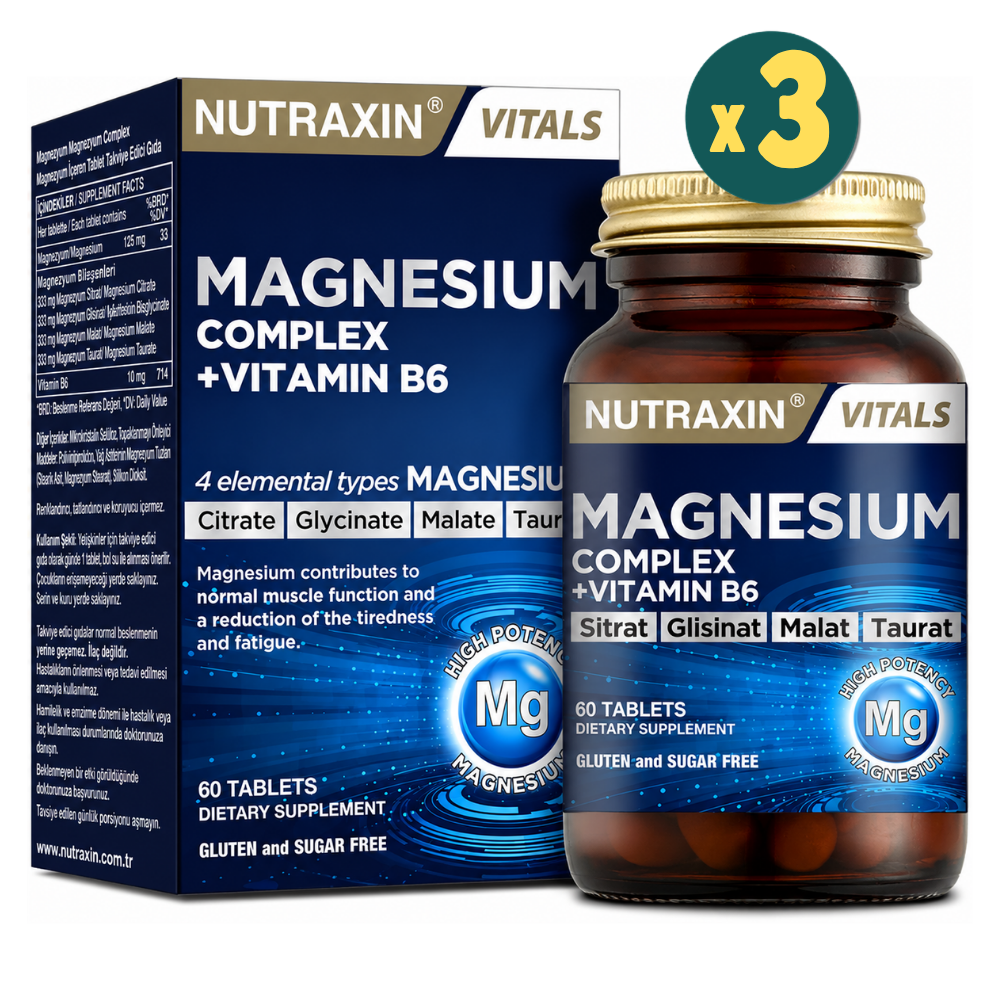 Nutraxin Magnesium Complex Vitamin B6 60 Tablet 3 Adet Fiyatları - Modern Eczane