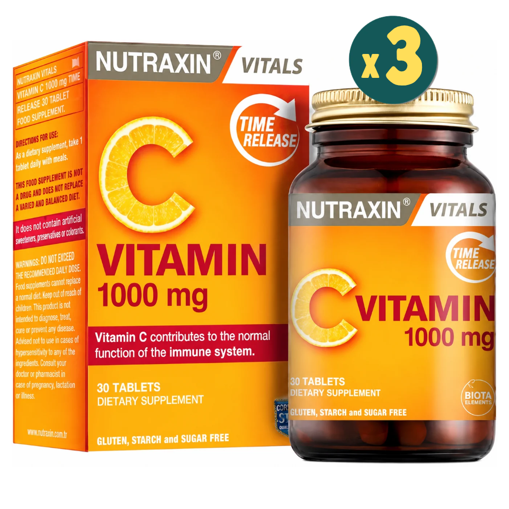 Nutraxin Vitamin C 1000 mg 30 Tablet 3 Adet Fiyatları - Modern Eczane