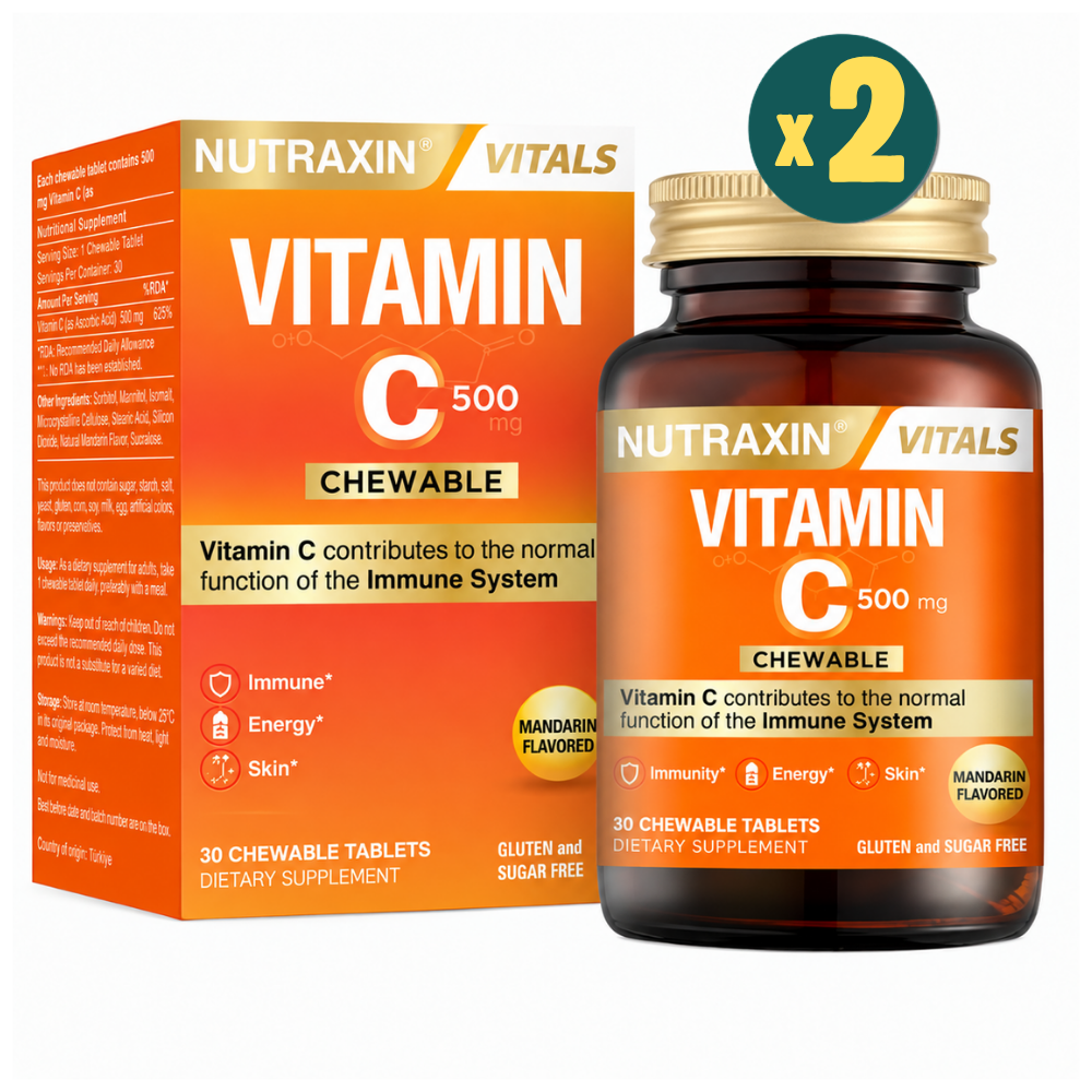 Nutraxin Vitamin C 500 mg 30 Çiğneme Tablet 2 Adet Fiyatları - Modern Eczane